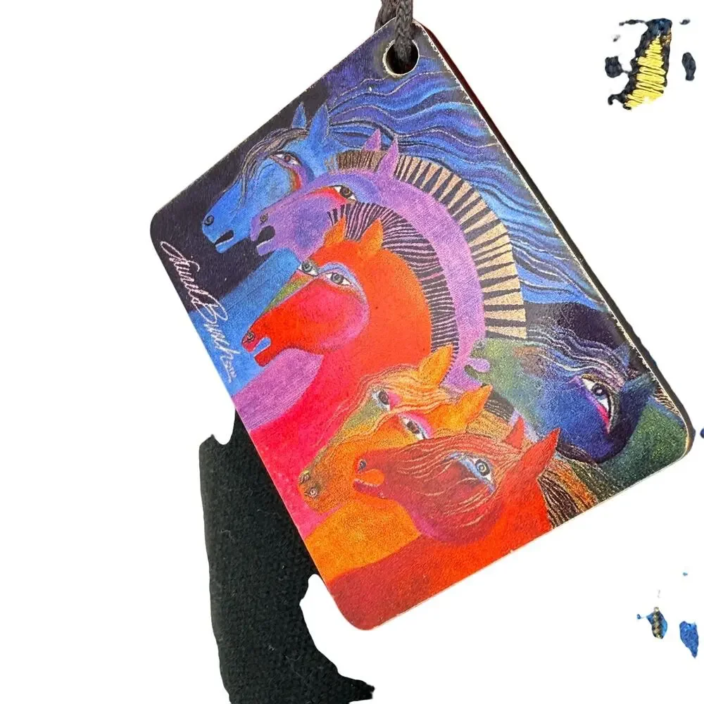 Laurel Burch Wild Horses of Fire Medium Hobo Canvas Shoulder Bag Red 14X9X4